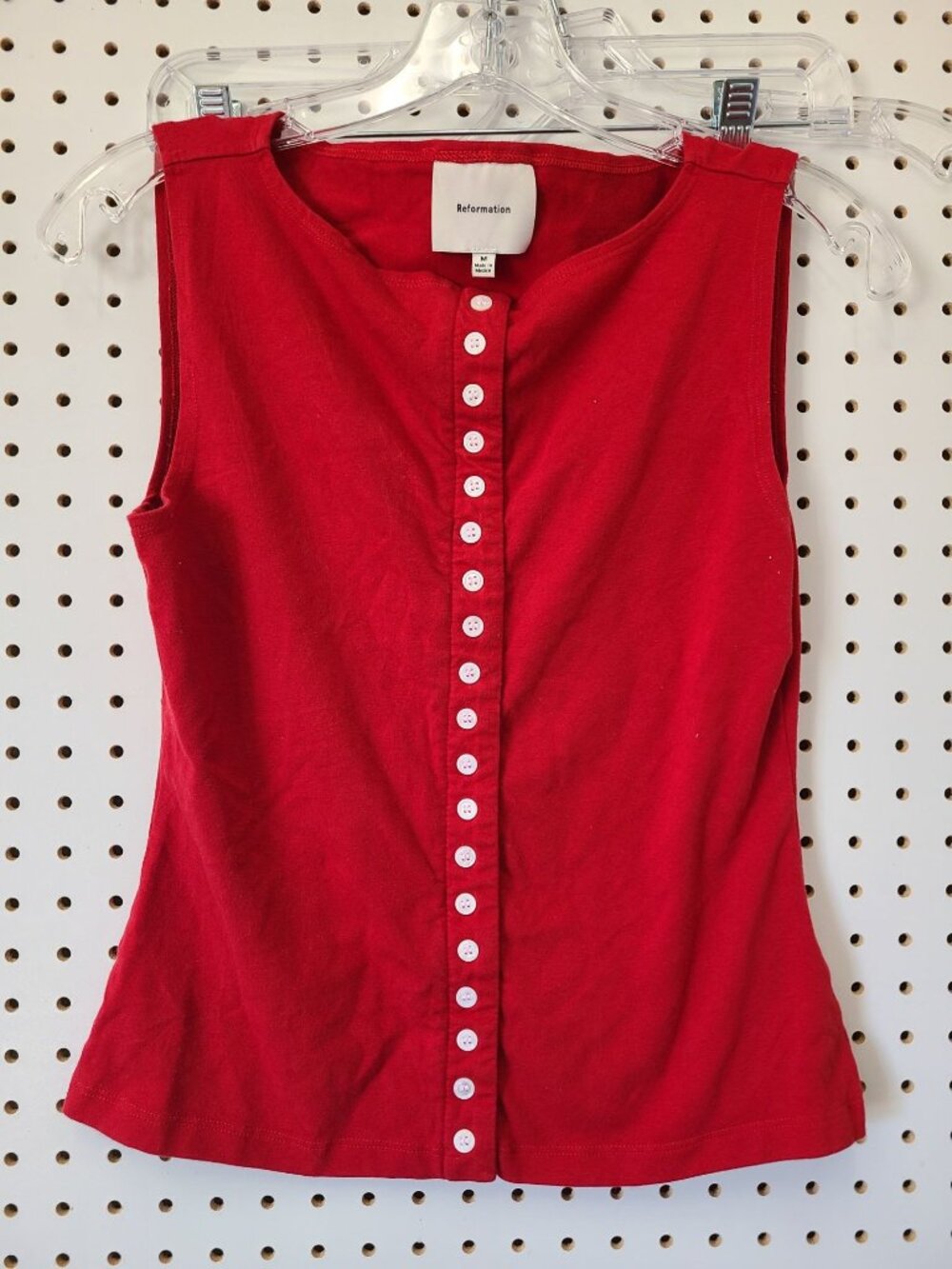 Reformation Red Sleeveless Button-Front Tank Top Womens M